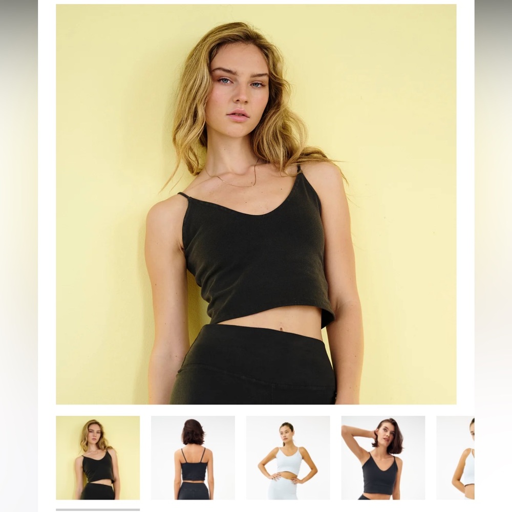 GROCERIES apparel Two-Layer Spaghetti Crop black